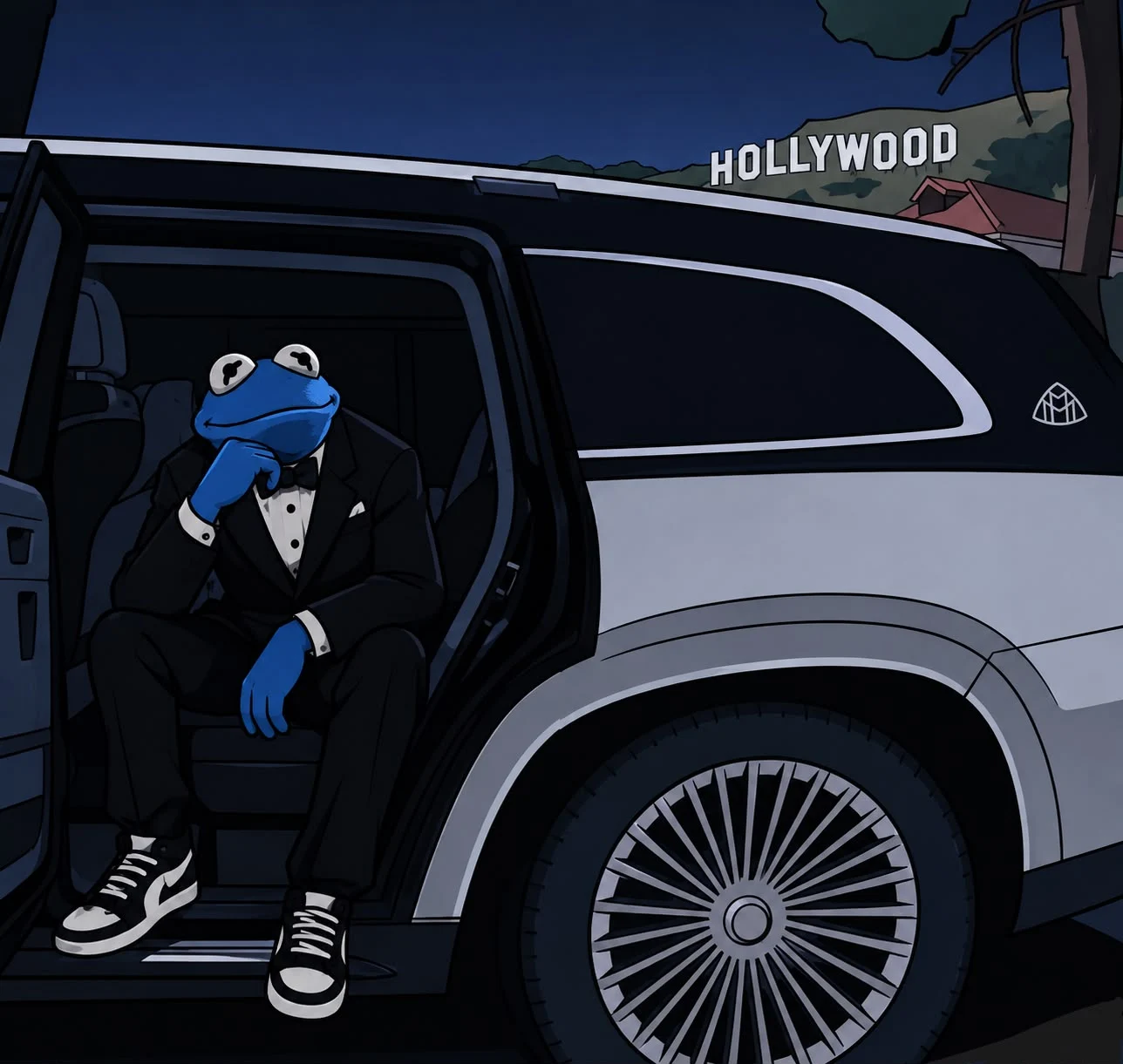 Carlos stepping out of a luxury car in Hollywood